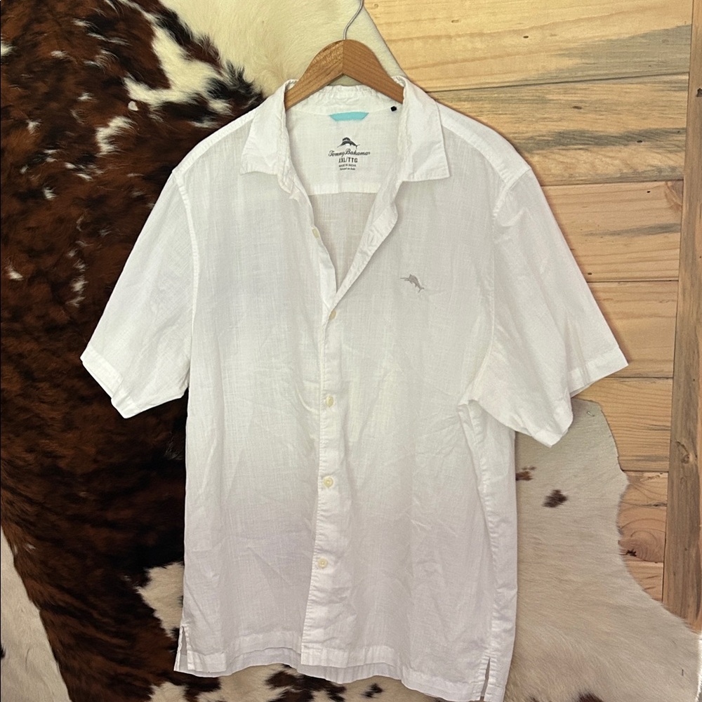 Tommy Bahama White Short Sleeve Button Down Shirt Men’s Size 2XL